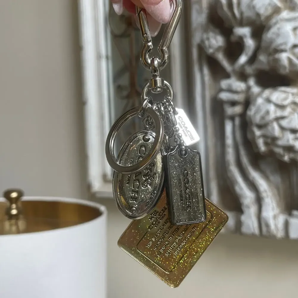 RARE Coach Oversized Glitter Hangtag Keychain Bag Charm | Heavyweight Y2K